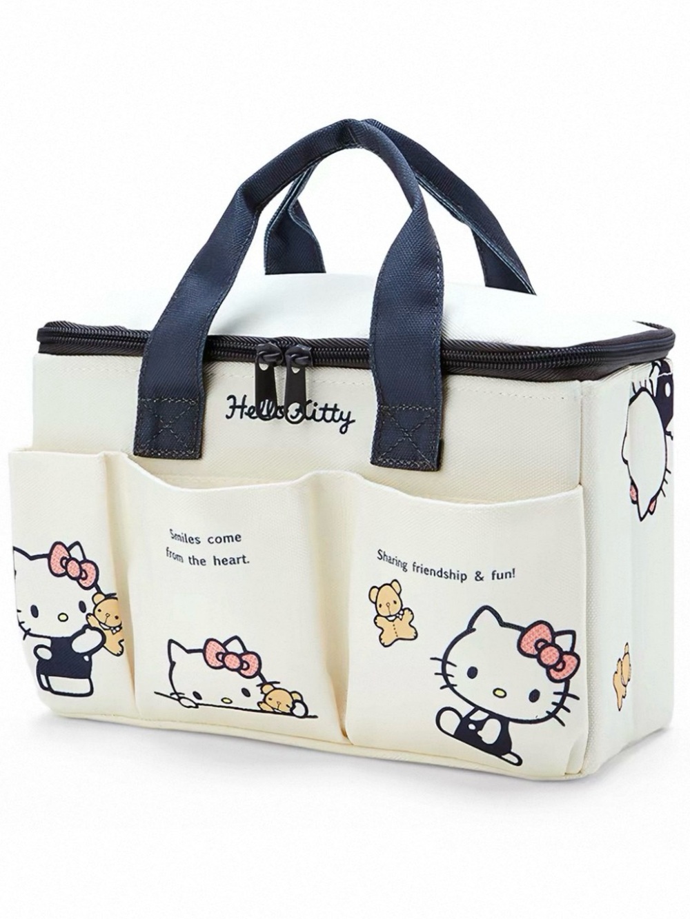 NEW Hello Kitty Multi-Pocket Organizer Tote Bag Zip Top